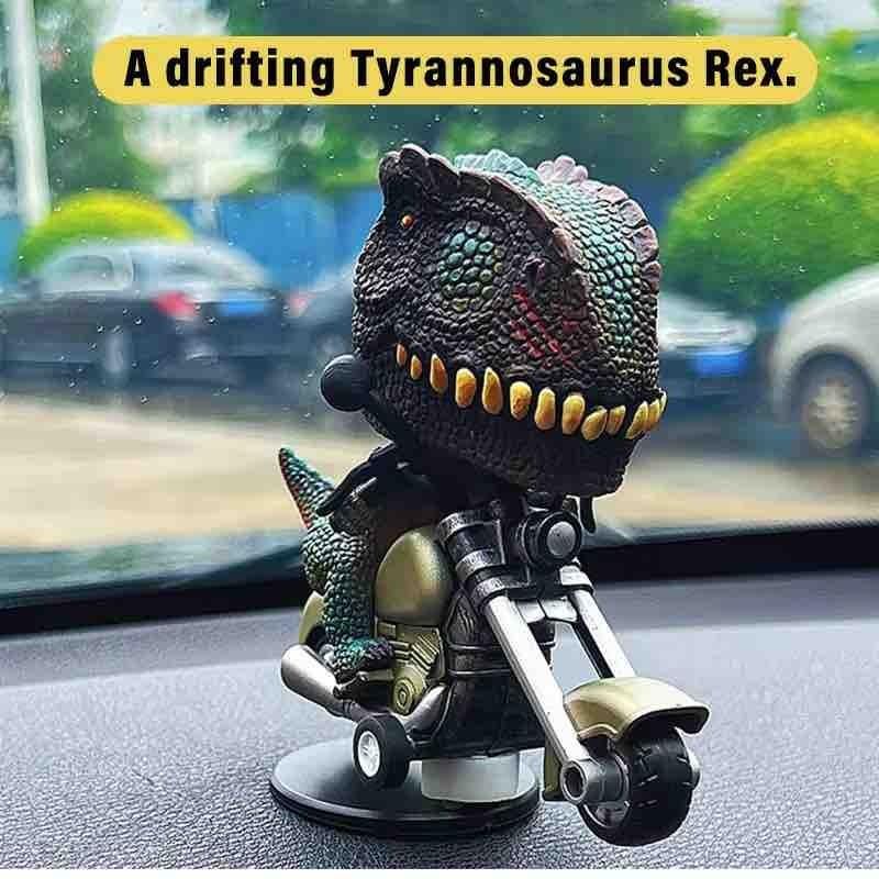 360° Rotating T-Rex on Bike – Funny Dinosaur Bobblehead for Car Dashboard - Image 4
