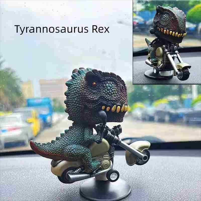 360° Rotating T-Rex on Bike – Funny Dinosaur Bobblehead for Car Dashboard - Image 5