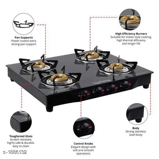 4 Burner Glass-Top & Stainless Steel - Image 2