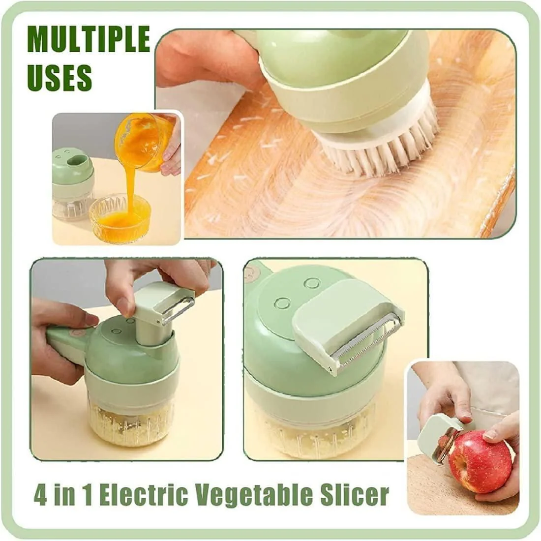 Faritha 4 in 1 Portable Rechargeable Electric Vegetable Cutter Set - Image 4