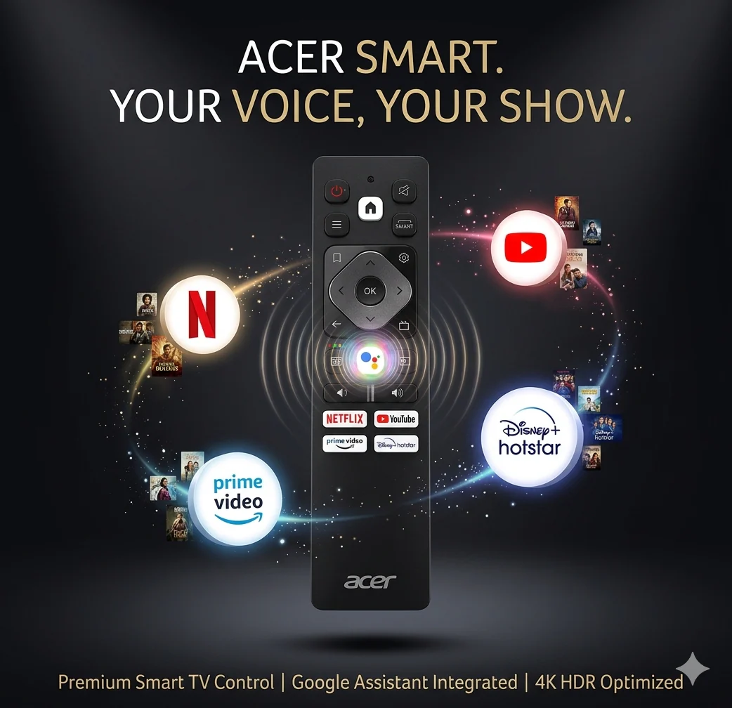 Acer Smart LED TV Remote Control – Compatible with Disney+ Hotstar, Netflix, YouTube & Prime Video with voice # - Image 3