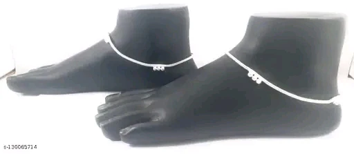 AFJ GOLD Elegant Silver Plated Brass Anklets with Ghungroo - Perfect for Women and Girls" - Image 2