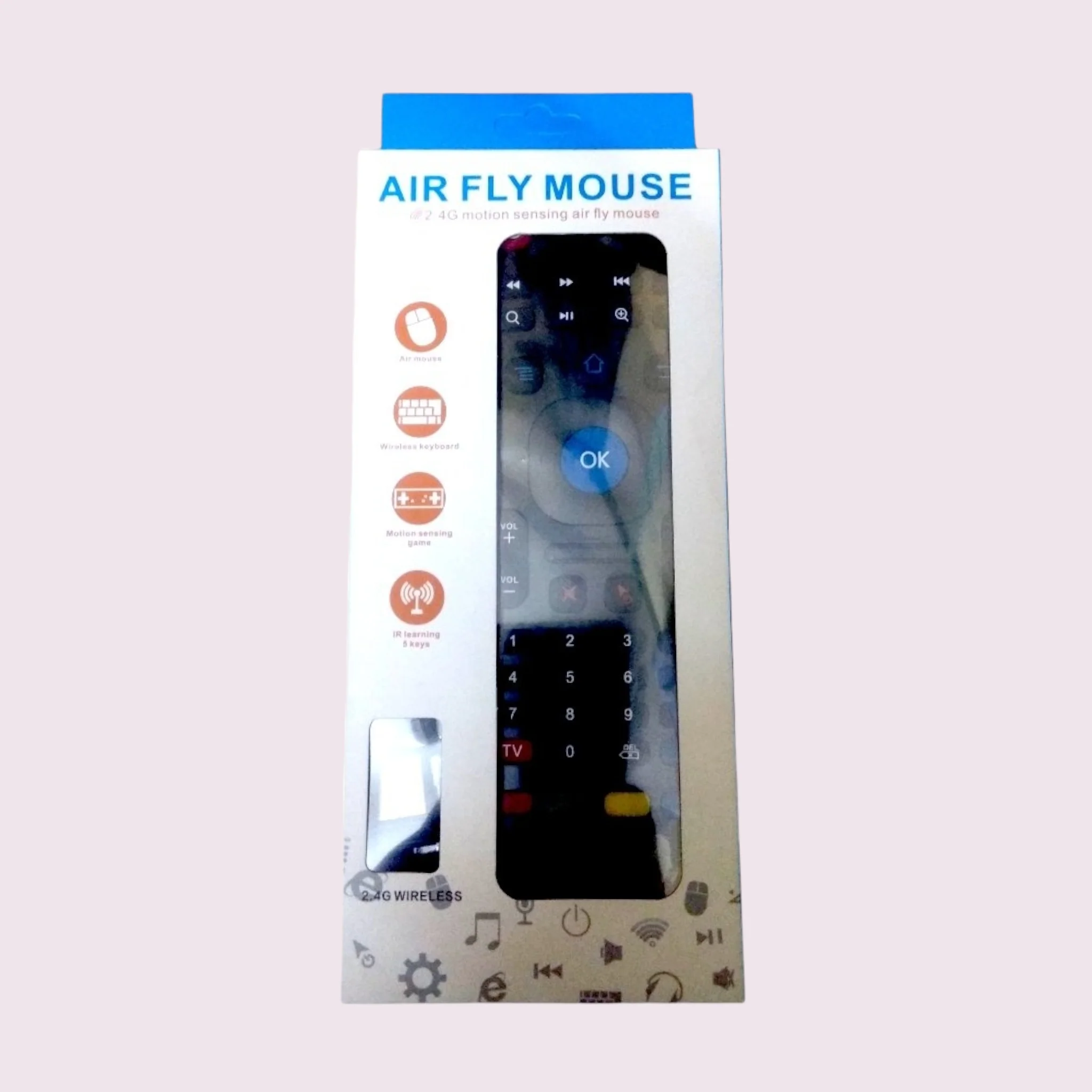 Air Fly Mouse 2.4G Wireless Remote with Motion Sensing & Keyboard – Compatible with Smart TV, Android TV Box, Mini PC, Laptop, Projector, Gaming (Hybite)#