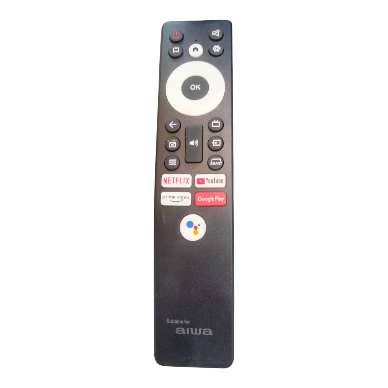 Aiwa Smart TV Remote Control – Compatible with Netflix, YouTube, Prime Video, Google Assistant | Replacement Remote for Aiwa Android LED TVs
