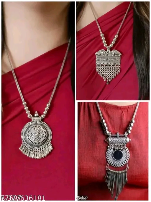 Allure Chunky Women Necklaces & Chains - Oxidised Silver Plated, Adjustable Fit