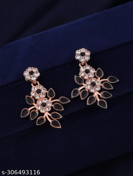 "Allure Gold-Plated Jewelry Set – Dazzling Necklace & Earrings with American Diamonds" - Image 2