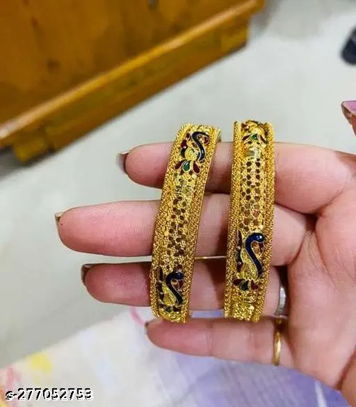 Allure Elegant Gold Plated Bangle Bracelet Set - Image 2