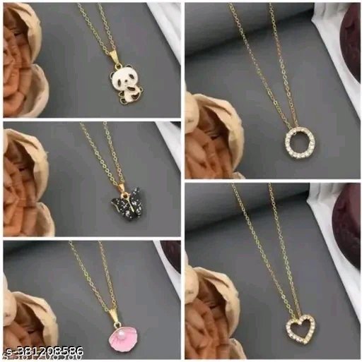Allure Glittering Women’s Necklace & Chain Set – Gold Plated with Cubic Zirconia