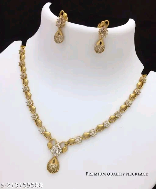 Allure Graceful Gold-Plated Necklace – Elegant CZ Diamond Chain for Women