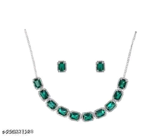 Anuttam Kundan and Crystal Necklace Choker Set for Women – Adjustable with Earrings - Image 3
