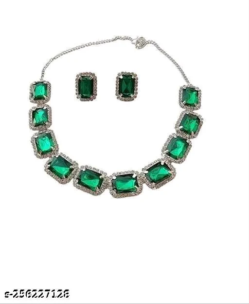 Anuttam Kundan and Crystal Necklace Choker Set for Women – Adjustable with Earrings - Image 4