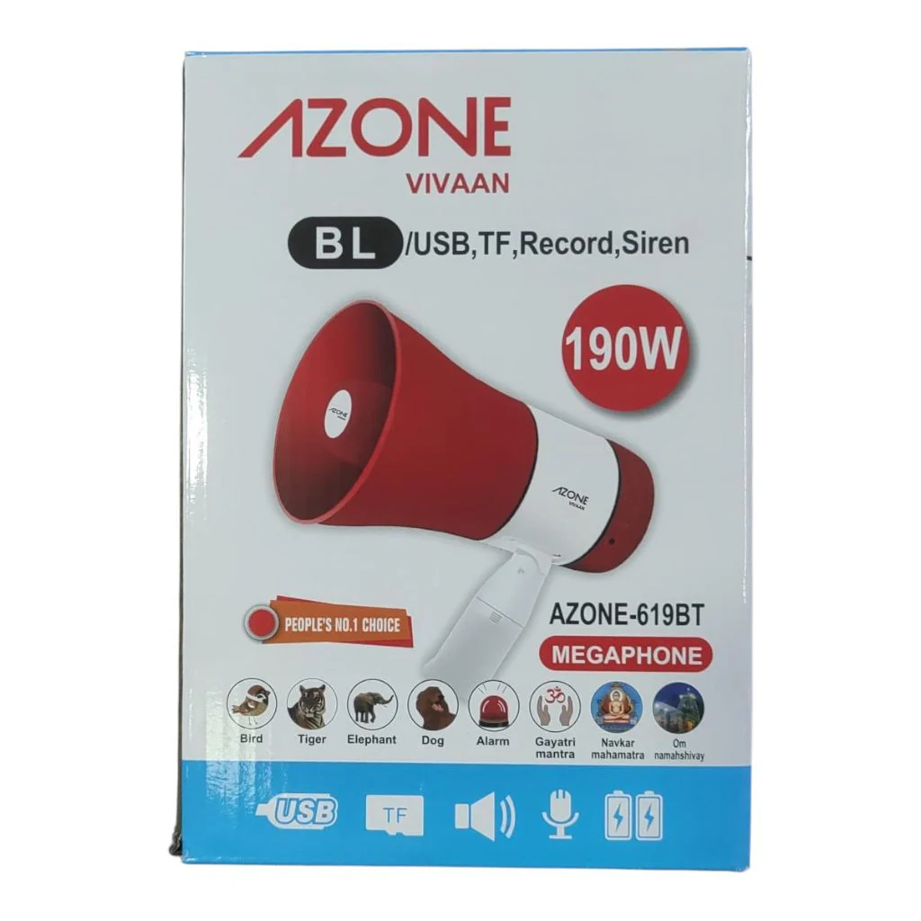 AZONE Vivaan 619BT 190W Handheld Megaphone with USB/TF/BT & Siren # - Image 2