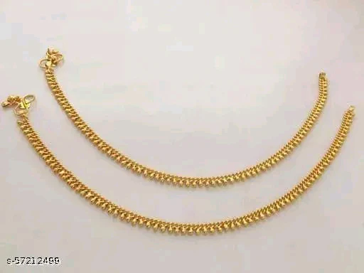Elegant Gold-Plated Brass Women's Anklets - Free Size