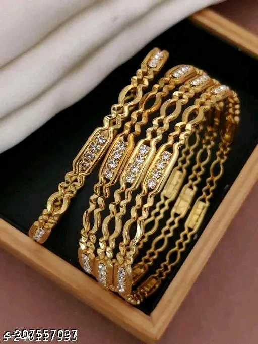 Beautiful traditional jewellery bangles for women and girls jellyElegant Gold-Plated Traditional Jelly Bangles for Women &amp; Girls - Set of 4 - Image 3
