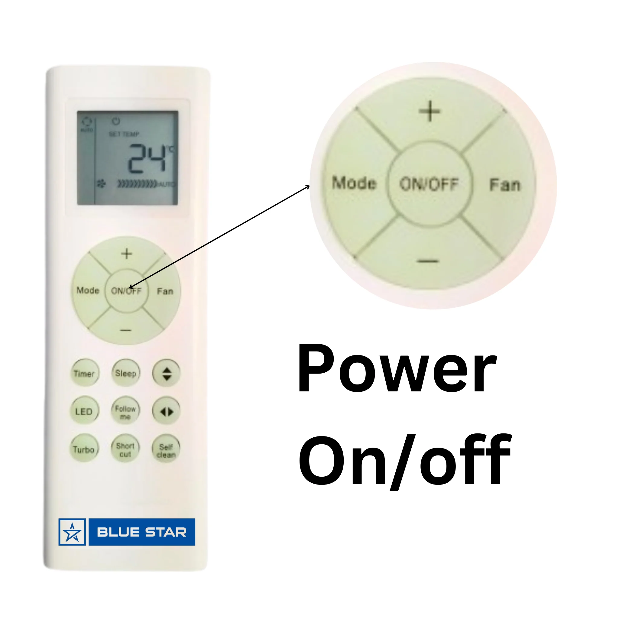 Blue Star AC Remote Control – Model 201A Replacement for Split & Window ACs # - Image 3