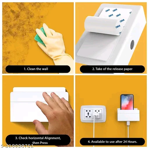 Brazilian Wall Hanging Mobile Holder with Adhesive Strips – Universal Charging Stand for iPhone, Smartphone, and Mini Tablet (White) - Image 2