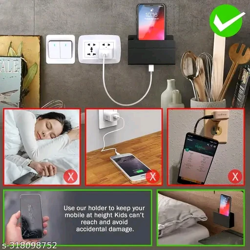 Brazilian Wall Mount Mobile Holder – Sleek, Sturdy, and Universal Charging Stand (Black)" - Image 2