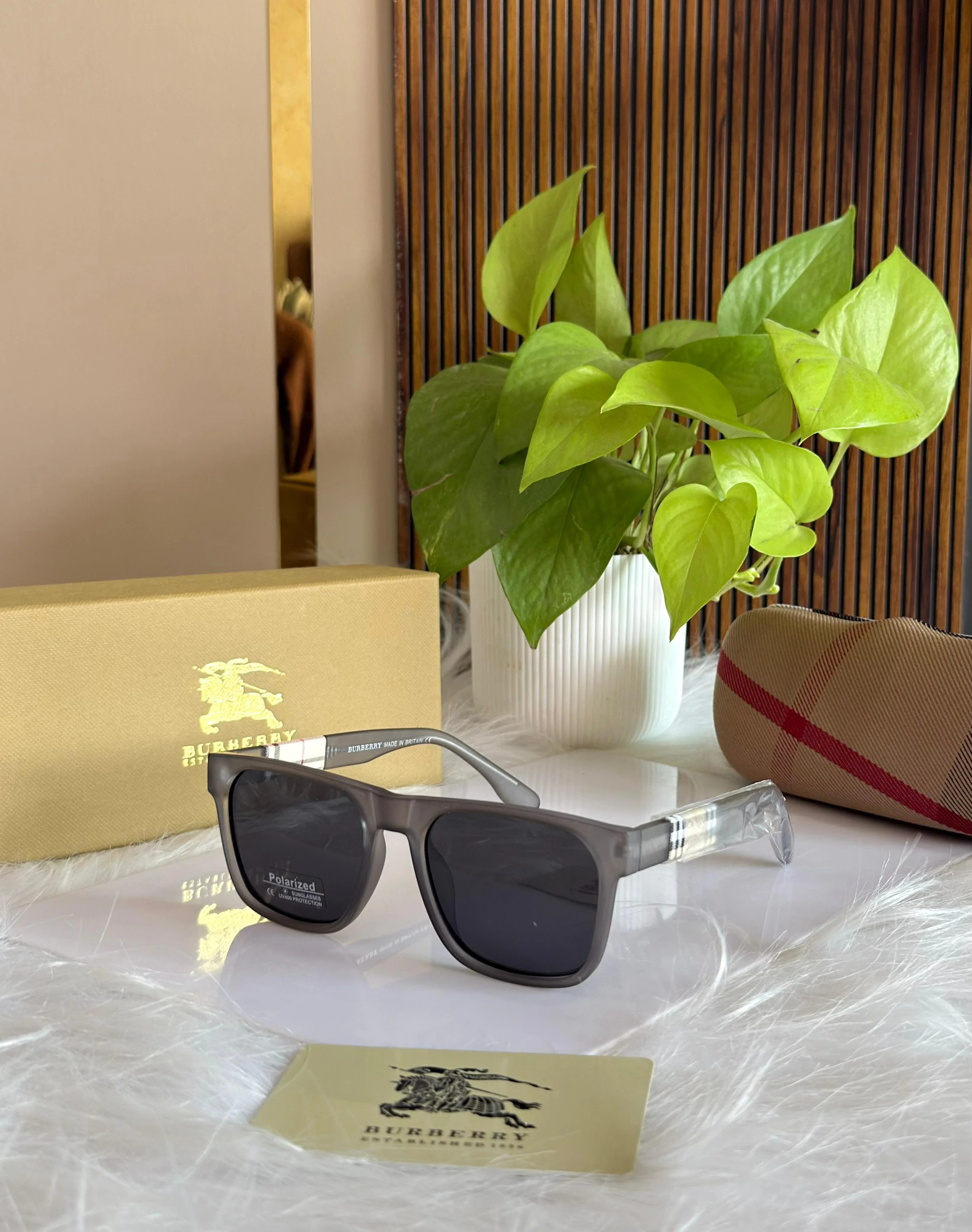 Burberry Style Polarized Square Sunglasses – UV Protection Designer Shades - Image 2
