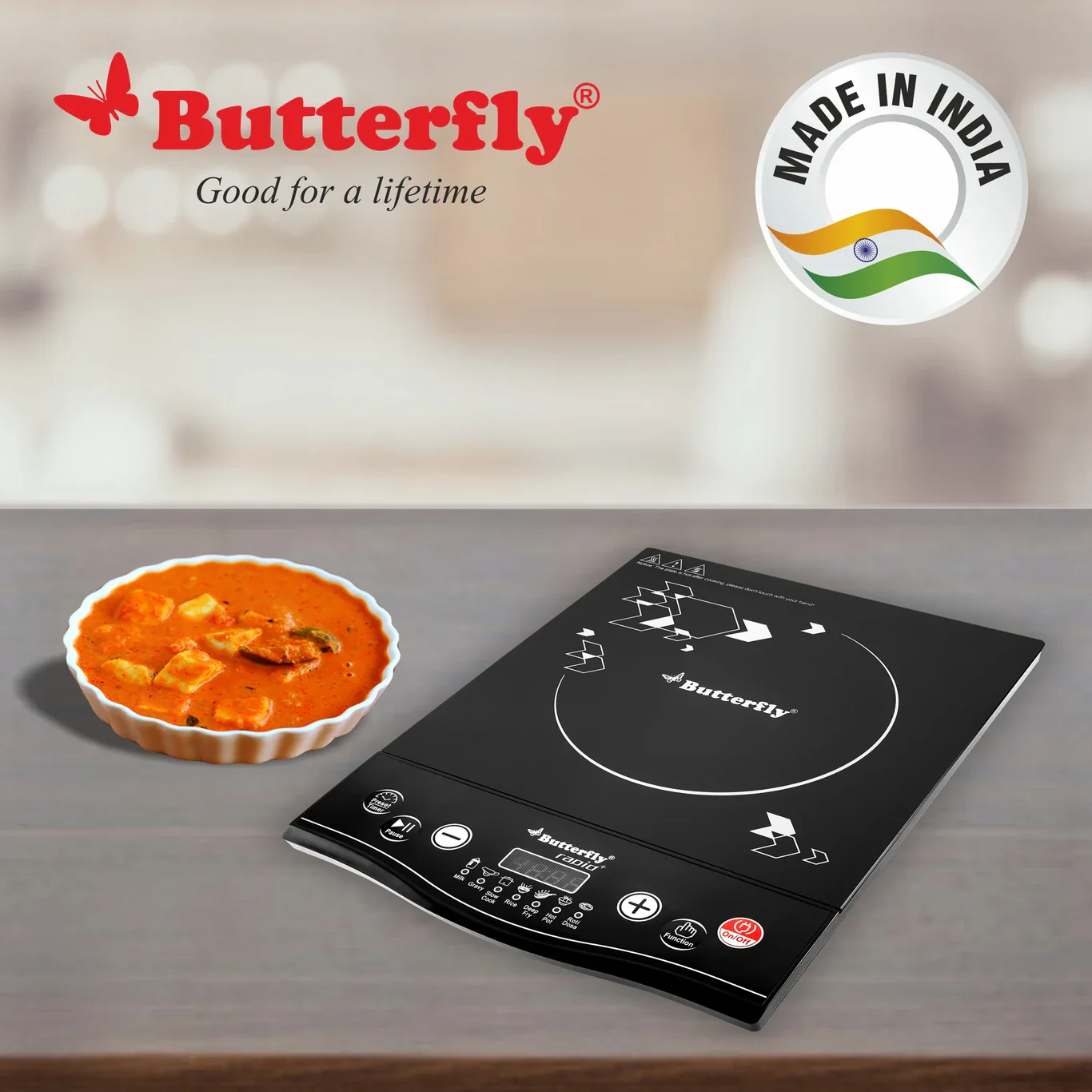 Butterfly Rapid Plus Power Hob 1700W Induction Cooktop with Push Button Controls # - Image 2