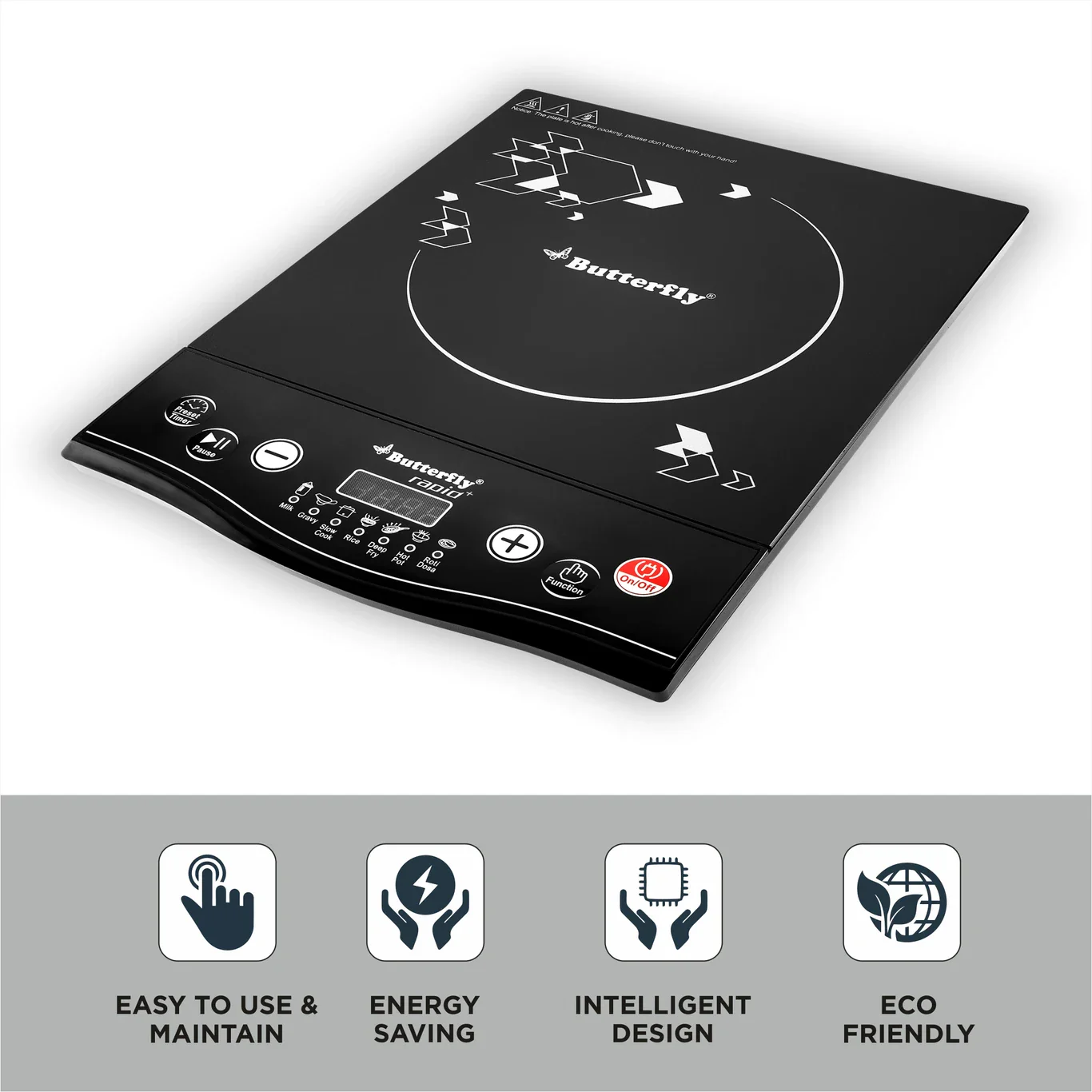 Butterfly Rapid Plus Power Hob 1700W Induction Cooktop with Push Button Controls # - Image 3