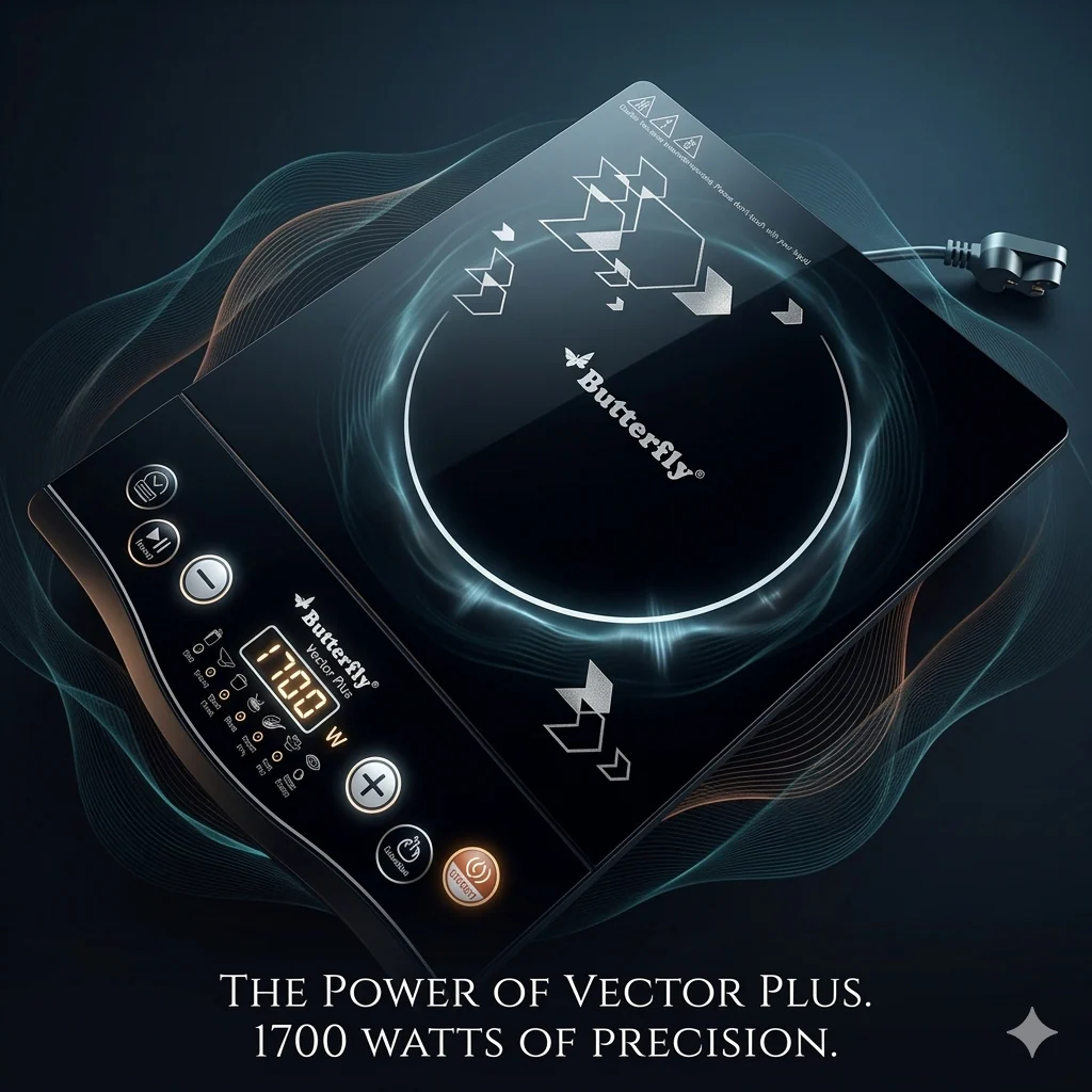 Butterfly Vector Plus 1700W Induction Cooktop Black with Push Button Controls & LED Display # - Image 3
