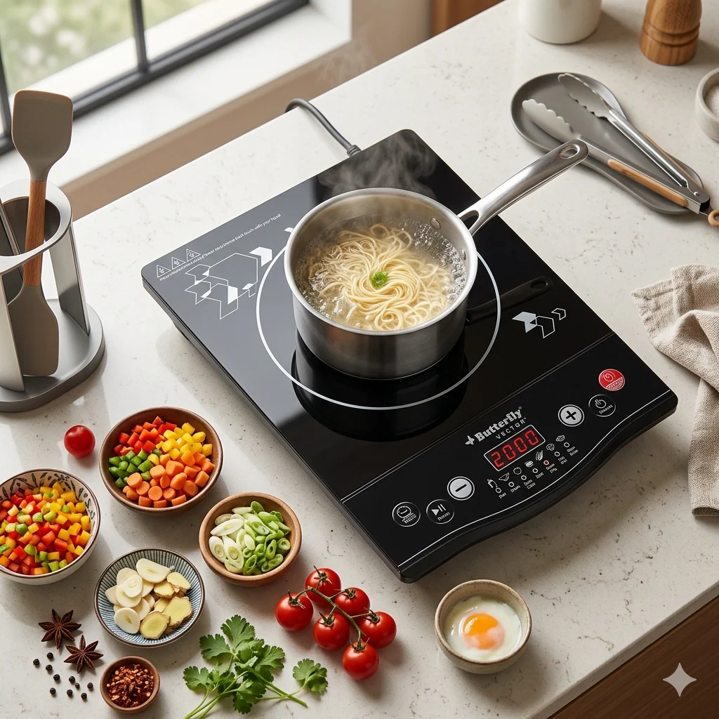Butterfly Vector Plus 1700W Induction Cooktop Black with Push Button Controls & LED Display # - Image 4