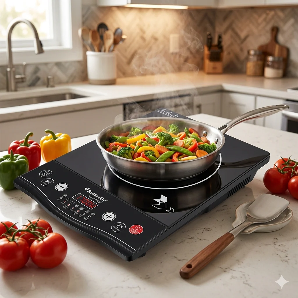 Butterfly Vector Plus 1700W Induction Cooktop Black with Push Button Controls & LED Display # - Image 5
