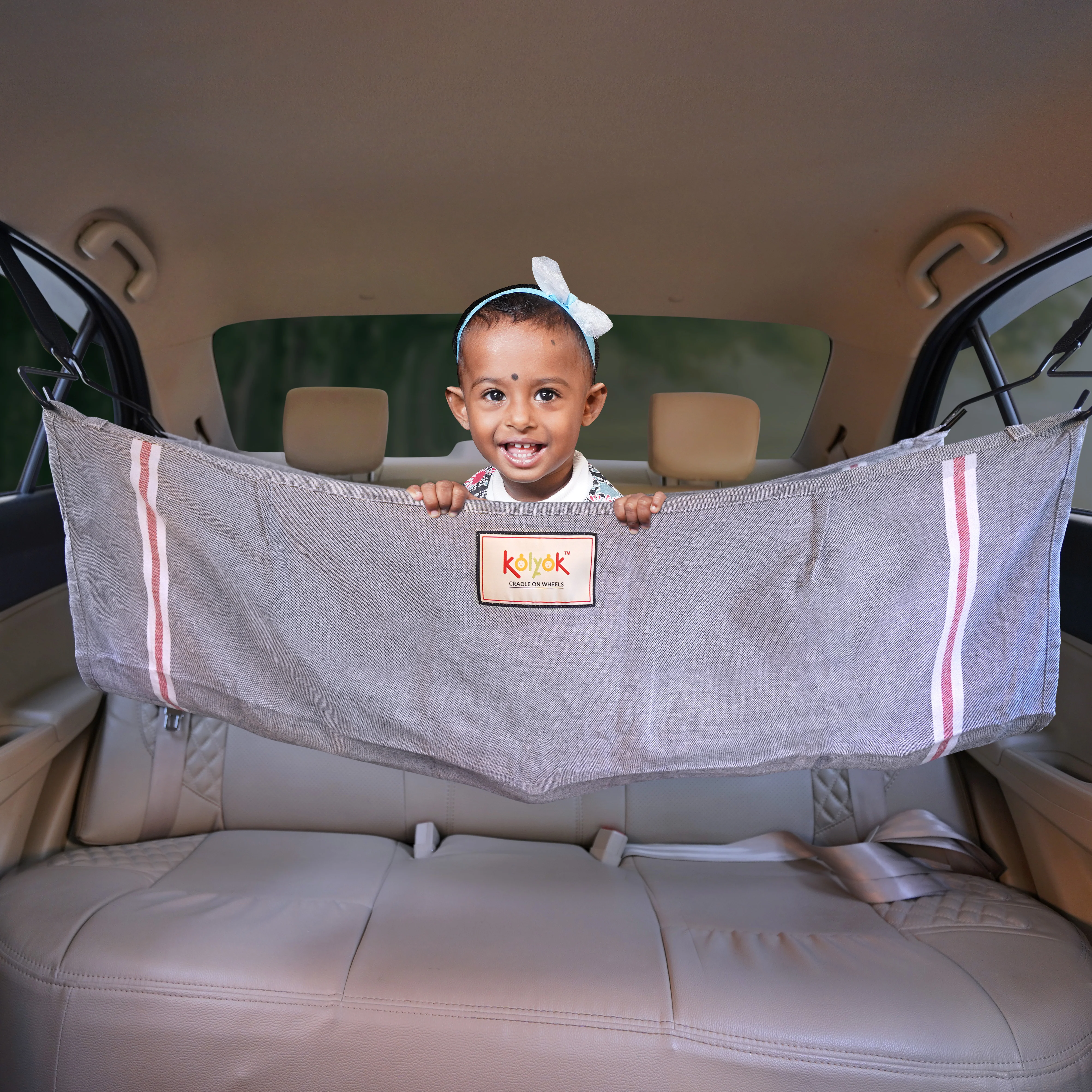 Kolyok Car Nap for Baby in car | Car Bed for Kids | Car Cradle for Baby | Portable Car Cradle Hammock | Car Travel Jula | Hangers and Carry Bag Baby onboard Sticker - Image 2