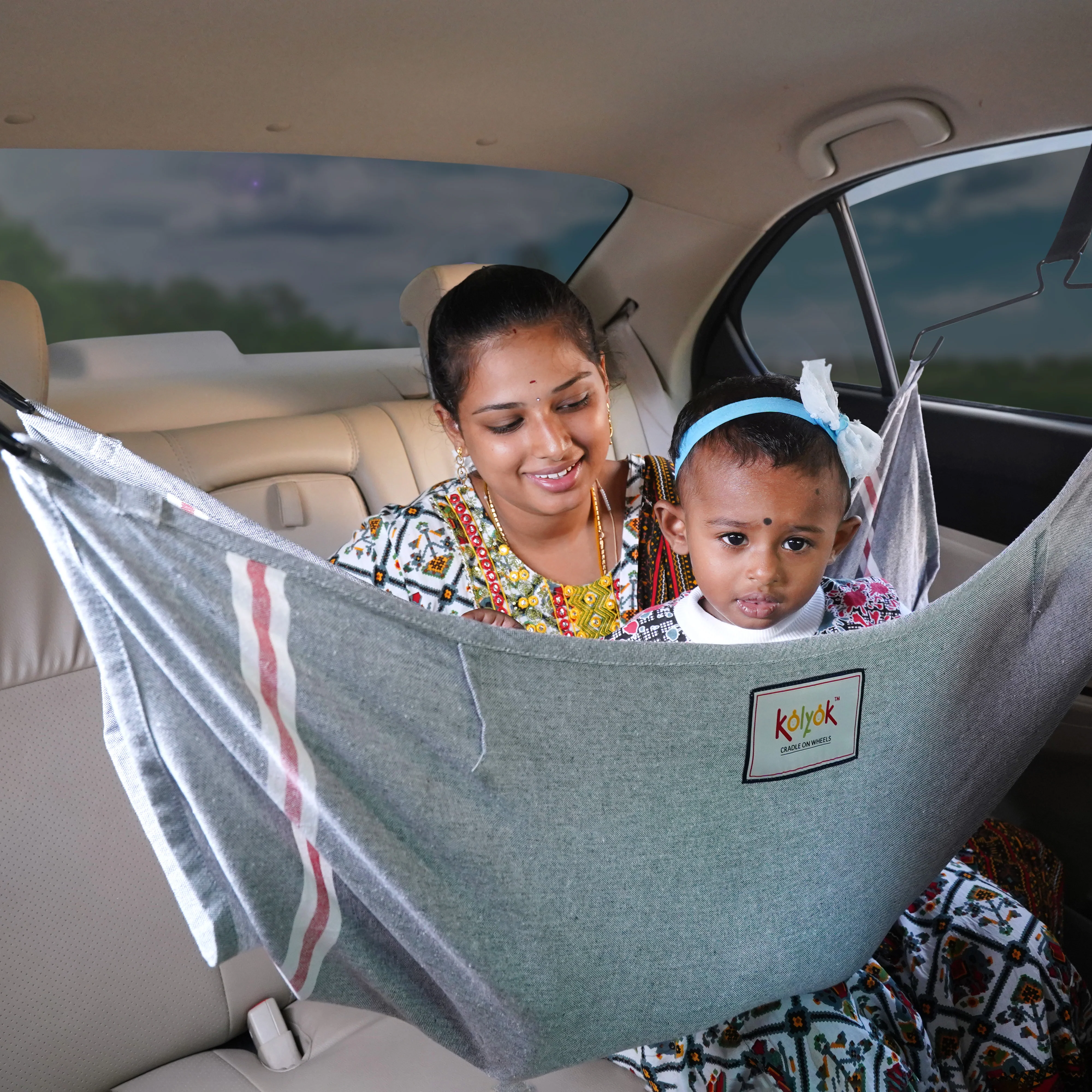 Kolyok Car Nap for Baby in car | Car Bed for Kids | Car Cradle for Baby | Portable Car Cradle Hammock | Car Travel Jula | Hangers and Carry Bag Baby onboard Sticker - Image 6