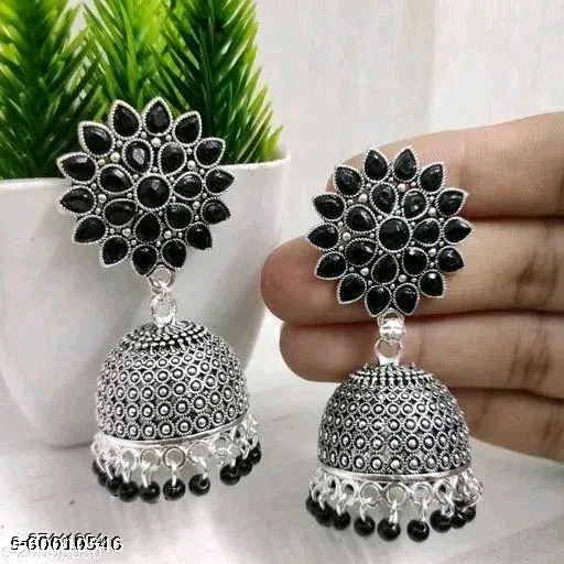 Everyday Elegance: Silver-Plated Casual Earrings & Studs with Beads & Stones