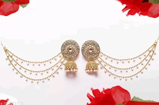 Classy Gold-Plated Bahubali Earrings & Studs with Pearls