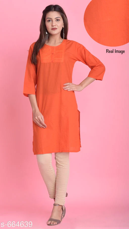 Women's Solid Cotton Kurti