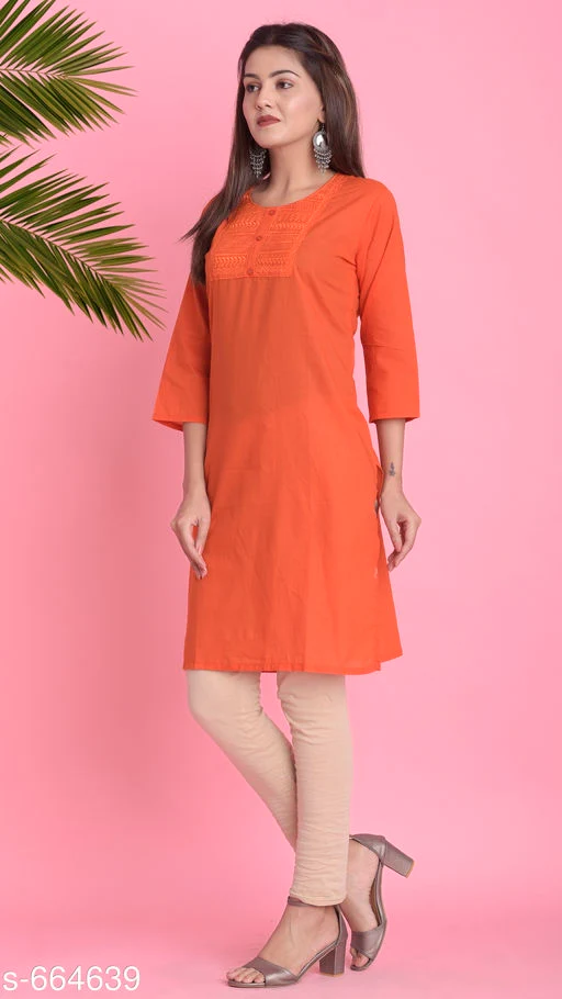 Women's Solid Cotton Kurti - Image 2