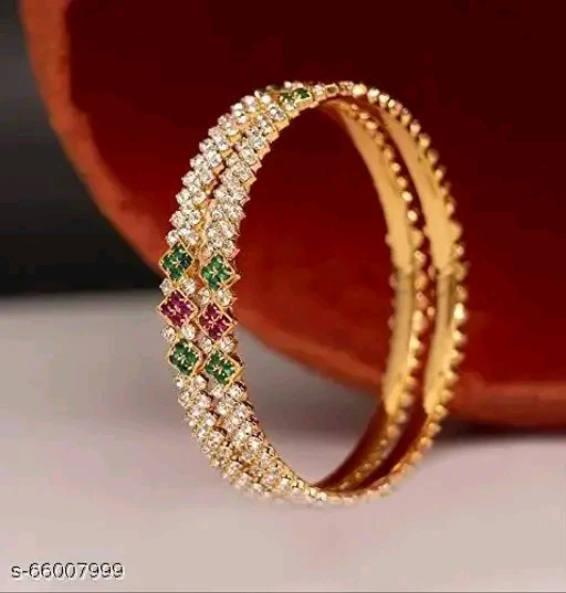 Diva Glittering Bangles – Elegant Gold-Plated Design with Cubic Zirconia - Image 3