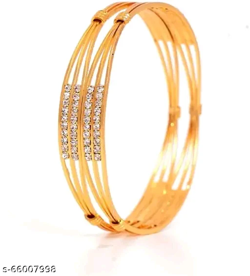 Diva Glittering Copper Bracelet &amp; Bangle Set with American Diamonds - Image 2