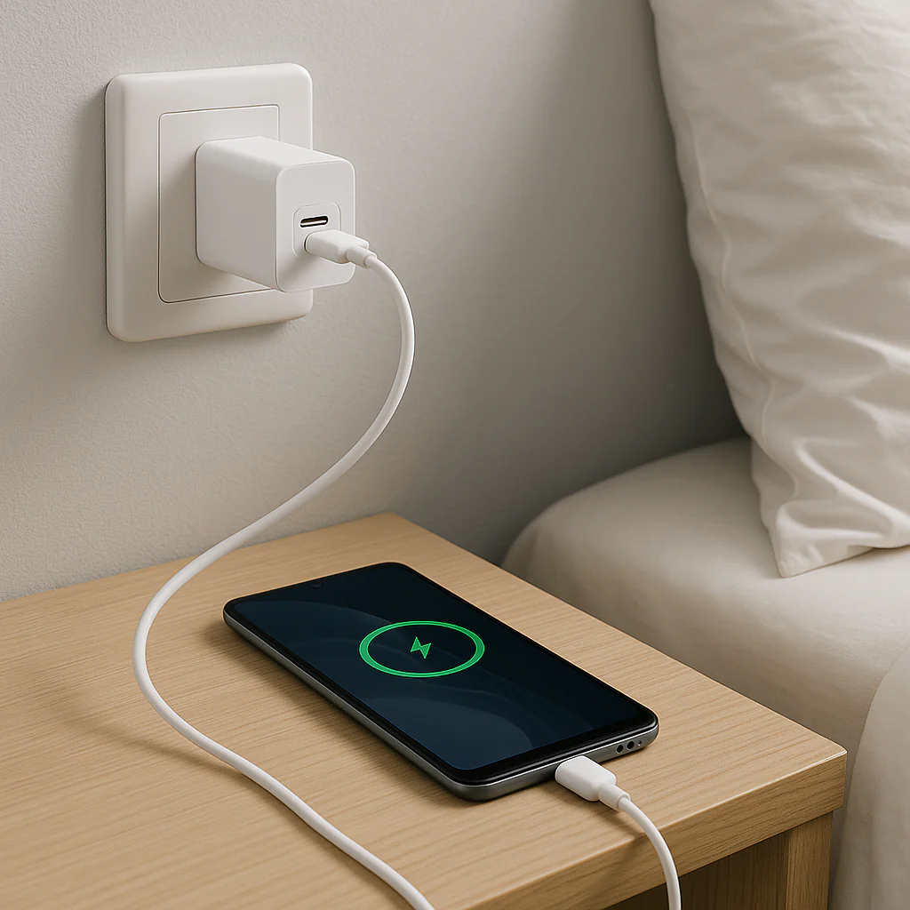 Dual USB Super Fast Charger with USB Cable for All Smart Phones (White) - Image 4