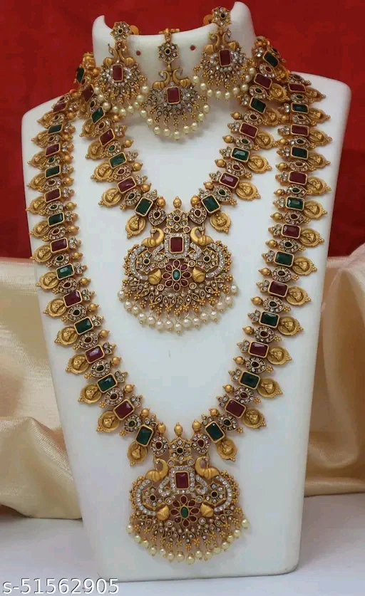 Elite Elegant Gold-Plated Haram & Earrings Set with Pearls – Adjustable Size