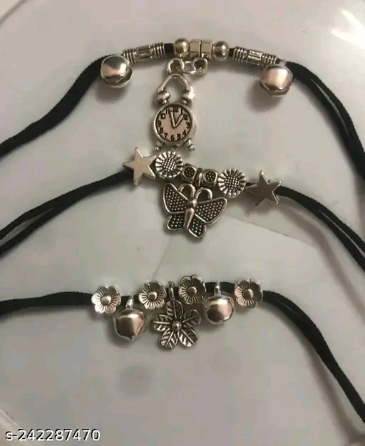 Elite Fancy Women Anklets & Toe Rings Set (3 Pcs)