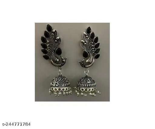 "Elite Oxidised Silver Choker Set – Stunning Pearl-Embellished Necklace & Earrings" - Image 2