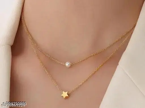 Elegant Gold-Plated Pearl Necklace Set for Women (5 Pieces) - Image 2