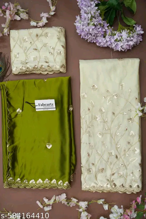 Trending Embroidered Shimmer Half Saree Lehenga with Blouse & Dupatta for Women # - Image 2