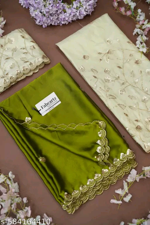 Trending Embroidered Shimmer Half Saree Lehenga with Blouse & Dupatta for Women # - Image 3