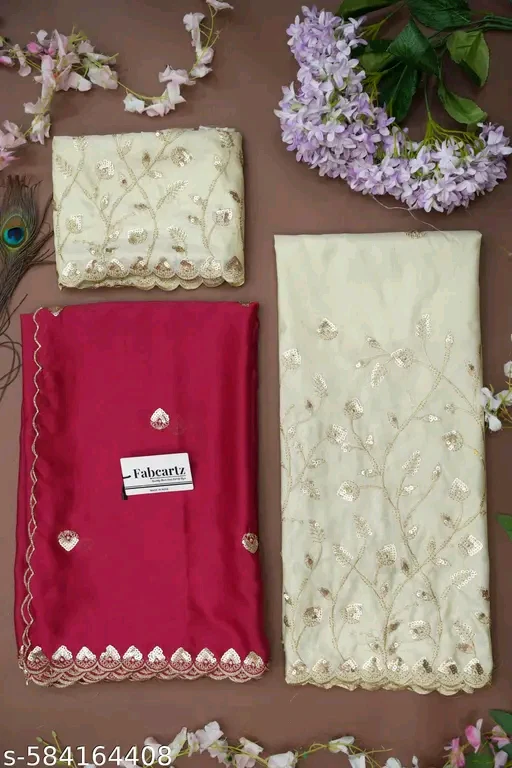 Trending Embroidered Unstitched Half Saree Lehenga with Blouse & Dupatta for Women # - Image 2