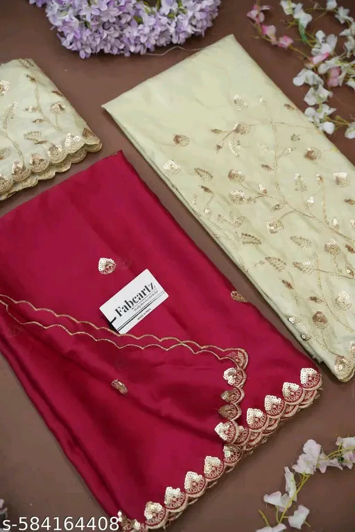 Trending Embroidered Unstitched Half Saree Lehenga with Blouse & Dupatta for Women # - Image 3
