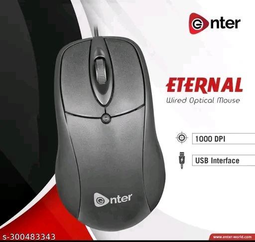 Enter Eternal Wired Optical Mouse – Smooth Precision, Sleek Design (Black) - Image 3