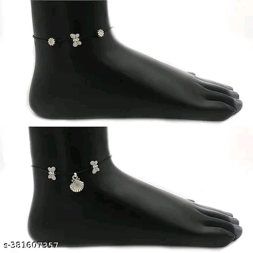 Evil Eye Najariya Black Thread Styled Anklets (Pack of 6) - Image 3