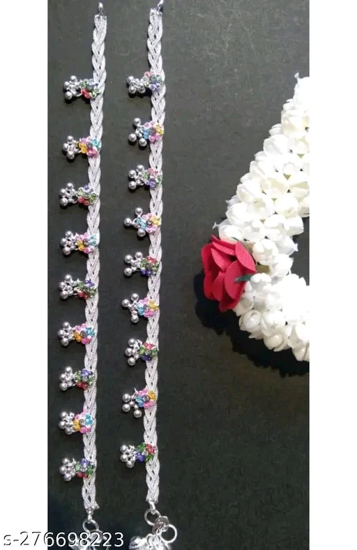 Elegant Silver-Plated Fancy Anklet with Cubic Zirconia - Image 2