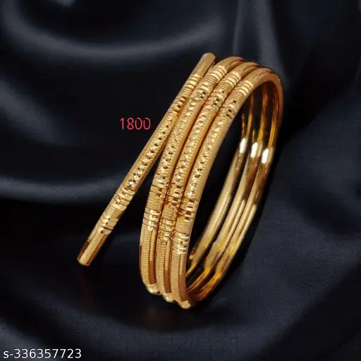 Feminine Colorful Gold-Plated Brass Bangles Set (4 Pcs) - Image 2