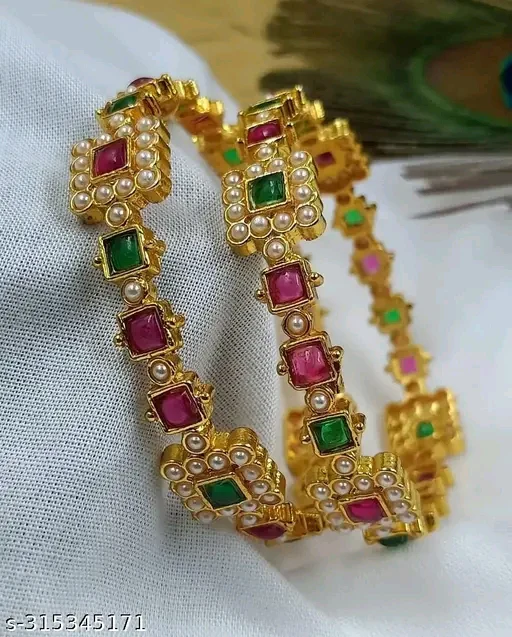 Elegant Gold Plated Bracelet & Bangle Set for Women