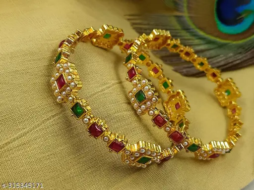 Elegant Gold Plated Bracelet & Bangle Set for Women - Image 2